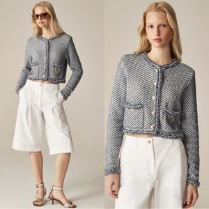 NWT J CREW Collection cropped lady jacket in textured cotton
